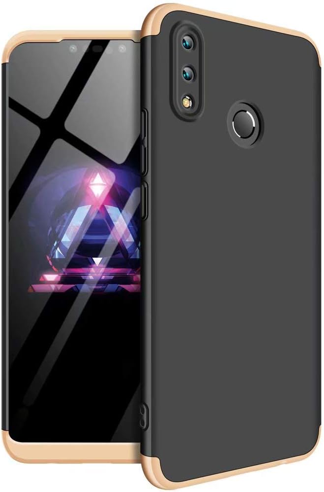 MISSDU replacement for Case Huawei Nova 3i/ P Smart + Case Ultra-Thin Case with [Tempered Glass Screen Protector] Simple Stylish Fully Protective Cover - black gold