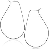 Oval Threader Hoop Earrings for Women - Lightweight Thin Teardrop Earring Hoops - 14k Gold, Rose or 925 Sterling Silver Plated