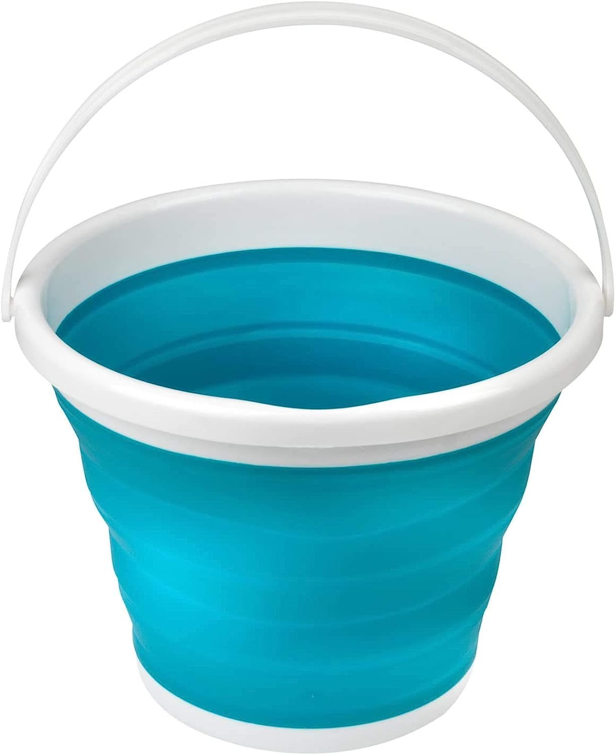 Glow Compact Collapsible Bucket Blue – Large 10L Capacity Sturdy Folding Silicon Water Bucket with Comfortable Grip Handle – Neat & Tidy Space Saving Solution for Garage Shed Home Bedroom Kitchen