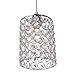 GLOBE Electric 65142 1-Light Cylindrical Plug-in Pendant, Polished Chrome Finish, Caged Crystal Shade, Clear 15ft Cord, in-Line On/Off Rocker Switch, Ceiling Hanging Light Fixture, Bulb Not Included