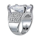 Large Elegant White Gold CZ Cocktail Ring by VictoriasJewelry