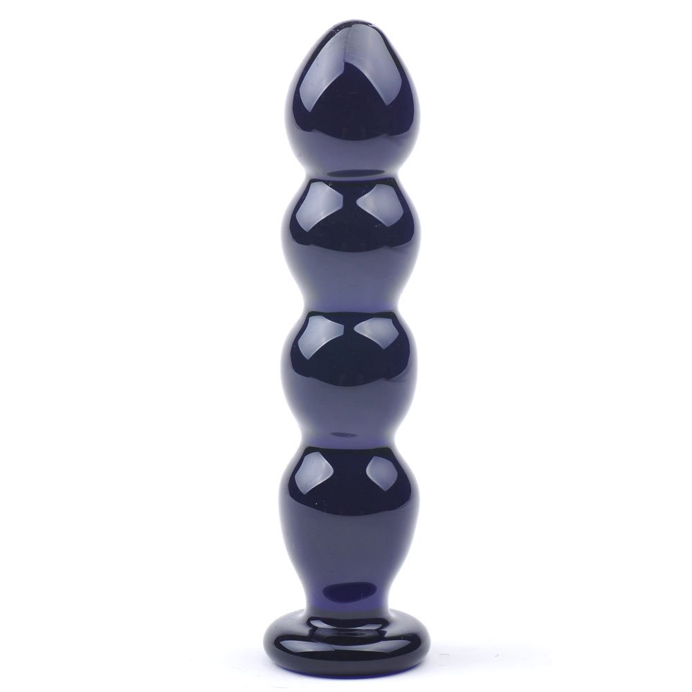 PleasureBox Sex Toy Sensual Glass Dildo Butt Plug Prostate Massager, 15 cm, Black Bullet