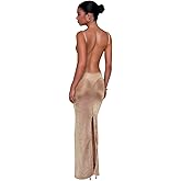 Caviotess Women's Sexy Open Back Glitter Maxi Dress Sheer Mesh Beach Cover Up Dress Sleeveless Party Vacation Dresses