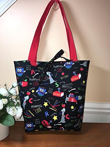 Reversible Black School / Teacher Tote Bag, Small Project Bag #31