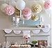 Kubert® 18pcs Mixed Sizes 8'' 10'' 14'' Premium Tissue Paper Pom-poms Flower Ball Wedding Party Outdoor Decoration - Royal Blue, Gold & White