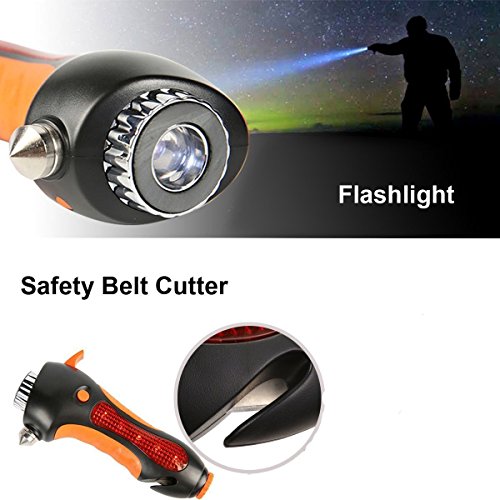 Vehicle Emergency Hammer 6-In-1 Auto Emergency Life Saving Kit with Seatbelt Cutter Window Breaker Flashlight Whistle Magnet Alarm Lamp Car Safety Device Lifesaving Tool Kit