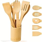 Kit Utensílios de Cozinha Bambu 5 Peça c/Suporte