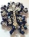 Deep Blue Glass Crystal Beads Rosary Necklace Holy Soil Medal Silver Plated New in Box