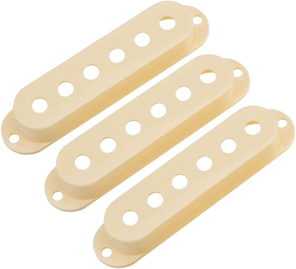 Musiclily Pro 52.5mm Plastic Single Coil Pickup Covers Set for USA/Mexican Strat ST Style Electric Guitar, Cream (Set of 3)
