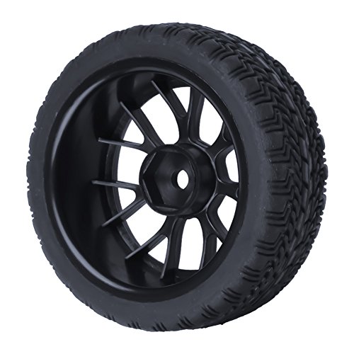 Hobbypark (4-Pack) OD 2.56''(65mm) Rubber Tires & Wheels 12mm Hex Drive Hub for 1/10th Scale RC Touring Car