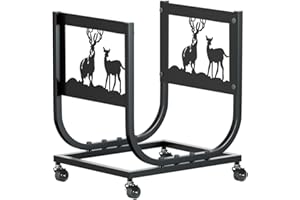 BUKLIYN BUKLYN Indoor and Outdoor Firewood Rack with Pulley - Size: 15.7 * 11.8 * 17.7 inches, Weight Capacity: 60 pounds, Waterproof Rusty Wooden Rack and Fireplace Storage Rack (Black)