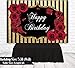 Funnytree Floral Happy Birthday Party Backdrop Roses Flowers Black and God Stripes Girl Photography Background Sweet 16 Cake Table Decorations Banner Photo Booth