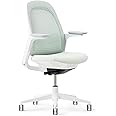 Haworth Breck Office Chair - Ergonomic Desk Seat with Height-Adjustable Lumbar Support, White Trim, Duo-Tone Hard Casters, and 4D-Arms (Agave)