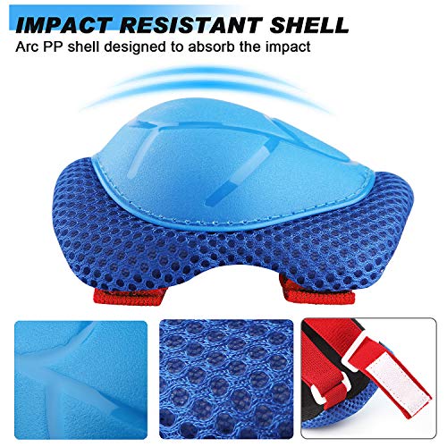 Kids/Youth Knee Pad Elbow Pads Guards Wrist Guards Protective Gear Set for Rollerblade Roller Skates Cycling BMX Bike Skateboard gs Scooter Riding Sports,Toddler for Multi-Sports(Age3-7) BlueRed