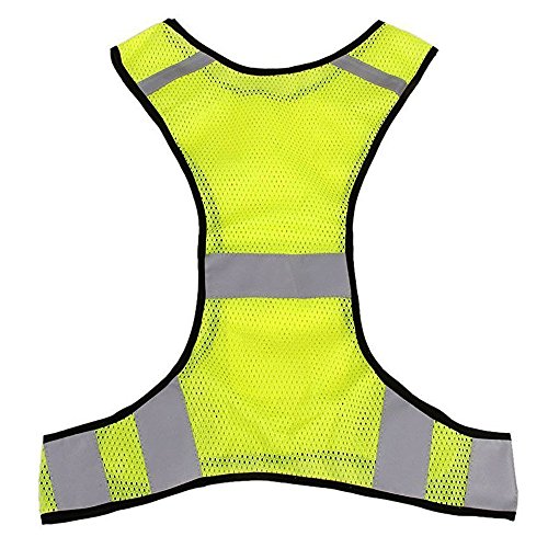 FITNESS MANIAC Adjustable Running Walking Cycling Riding High Visibility Reflective Safety Vest Straps Breathable Holes Outdoor Jogging Gear Security Night Reflector 2X Arm Bands