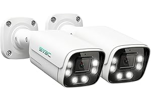 SV3C 4K POE Security Camera Outdoor, 2 Pack 8MP POE IP Camera with 120°Wide Angle, Smart Motion Detection, IR/Color Night Vision, 2-Way Audio, Metal Shell, RTSP, SD Card Record, Onvif Conformant