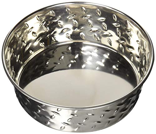Loving Pets Diamond Plated Dog Bowl with Non-Skid Bottom, 2-Quart