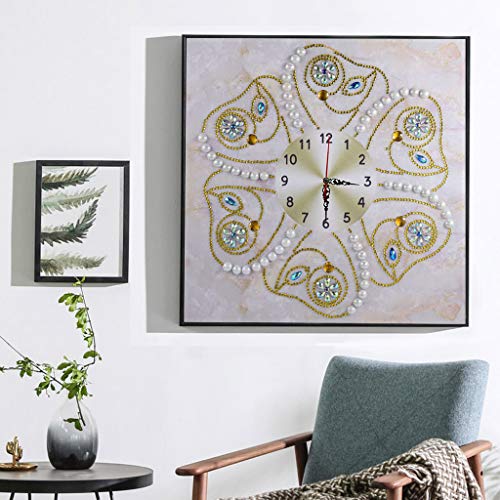 Auwer Embroidery Painting Kits,5D Special Diamond-Shaped Embroidery Wall Clock DIY Painting Diamond Cross Stitc,Mosaic Making Supplies,Multicolor,2019