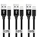 Akaho KARL-0006 iPhone Cable, Lightning Cable, Extra Long Nylon Braided Cord to USB Charging Charger for iPhone 7/7 Plus/6S/6S Plus, SE/5S/5, iPad, iPod Nano 7 - Black - 3 Piece