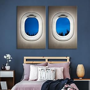 2 Panel Night Time Forest Window View x 2 Panels