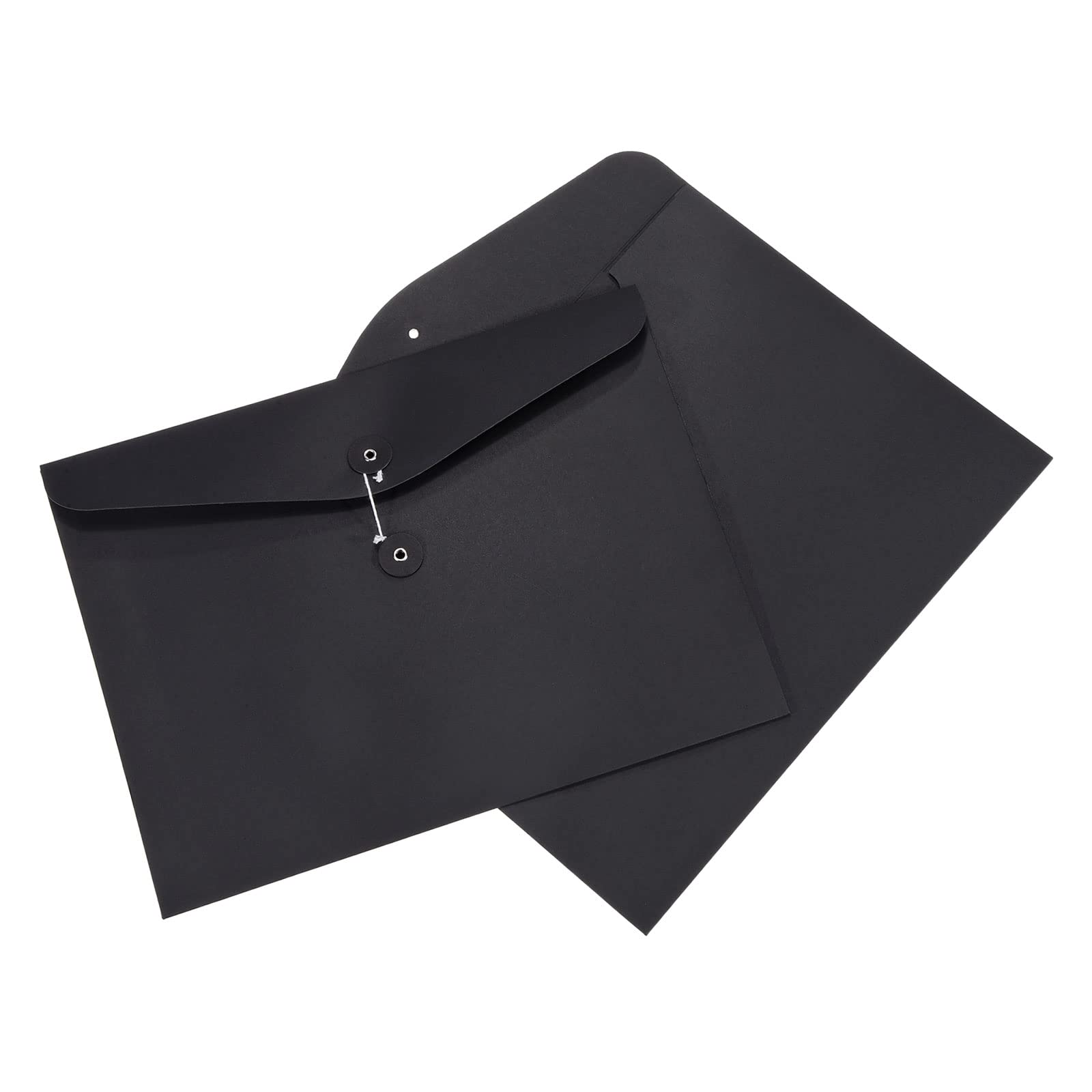 PATIKIL String Envelope File Folders 2 Pack A4 Size Document Letter Organizer Holder Filing Jacket for Office, Black