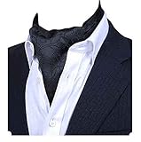 MENDENG Men's Black Paisley Jacquard Woven Silk Cravat Formal Self Tie Ascot