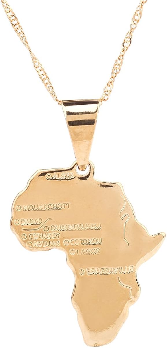 24K Gold Plated African Map Pendant 