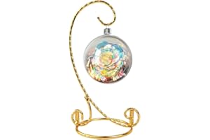 Fosinz Ornament Display Stand,Twisted Gold Iron Pothook Stand for Hanging Glass Globe Air Plant Terrarium, Witch Ball, Christmas Ornament and Home Wedding Decoration (Metal Gold2)
