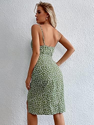 SheIn Women's Floral Cowl Neck Split Thigh Sleeveless Strappy Midi Cami Dress Green Floral Medium in Kenya | Whizz Club SheIn Women's Floral Cowl Neck Split Thigh Sleeveless Strappy Midi Cami Dress Green Floral Medium in Kenya | Whizz Club