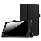 Fintie Folio Case for Amazon Fire HD 8 (Previous Generation - 6th) 2016 Release - Slim Fit Premium Vegan Leather Standing Protective Cover with Auto Wake/Sleep, Black