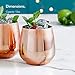 VonShef Copper Stemless Wine Glasses, Stainless Steel Tumbler 12oz Double Walled Insulated, Set of 4 Wine Drinks Tumblers with Gift Box