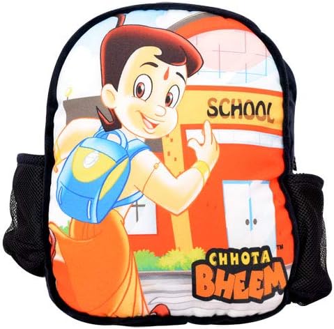 Chhota Bheem Plush School Bag for Kids - Orange Stylish Soft Bag - with 2 Compartments - Back to School Bags for Children