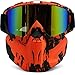 PP PICADOR Motorcycle Goggles Removable Face Mask, Detachable Motocross Windproof Waterproof Dustproof UV Protective Sports Goggles for Dirt Bike, Road Racing, Adult,Youth(Orange)