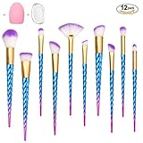 Makeup Brush Sets,12 Pcs Makeup Brushes with Sponge and Brush Egg-Unicorn Design Best for Foundation Eyeshadow Eyebrow Eyeliner Blush Powder Concealer Contour (Unicorn 1)