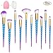 Makeup Brush Set, Unicorn Design Brushes - LADES 10 Pcs Makeup Brushes with Brush Egg and Silicone Sponge for Foundation Eyebrow Blush Powder Concealer Contour Cosmetic Brushes(Blue Purple)