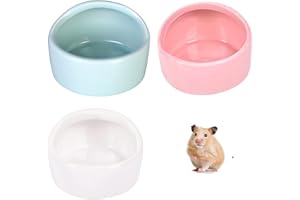 COSCOSX 3 Pcs Hamster Bowl Ceramic Hamster Feeding Bowls Small Animal Food Bowl and Water Dish Feeder Hedgehog Food Bowl No Spill No Turnover Food Water Dish for Guinea Pig Rodent Gerbil Cavy(Blue+Pink+White)