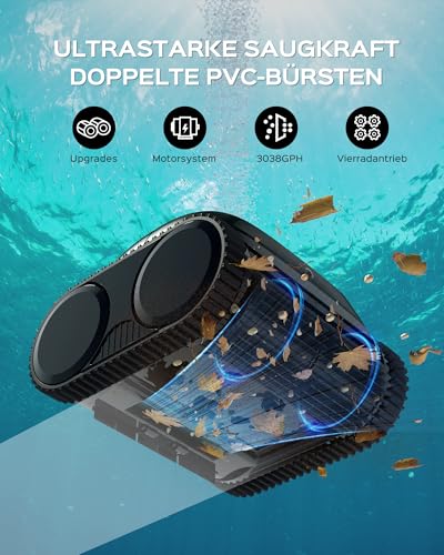 WYBOT C1-Plus Pool Robot for Built-In & Superstructure Pools, Pool Robot Battery: 160 Min, Running Time. 4-in-1 Pool Robot Battery Wall and Floor Cleaning up to 160 m², Smart Navigation & App - Ink