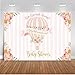 Mehofoto Up Up And Away Baby Shower Backdrop Hot Air Balloon Photography Background 7x5ft Vinyl Pink Hot Air Balloon Baby Shower Party Banner Backdrops
