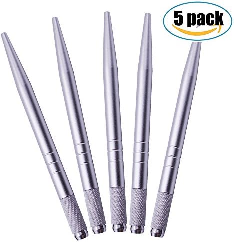 Xinguo Microblading Pen 3 Packs Silver Light Manual Tattoo Eyebrow Pen for Permanent Makeup Supplies | Durable Aluminum Pen with Lock-Pin Tech & Ergonomic Grip | Shape Brows, Fuller & Lush