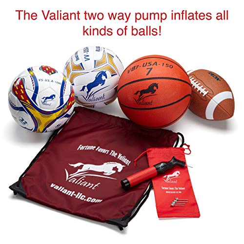 Sports Ball Pump Inflator with 5 needles (Pin) and Pouch, Dual Action Hand Held Portable Air Ball Pump with pins to Inflate Athletic Soccer Ball, Football, Volleyball, Rugby-Ball, and Basketball - Thumbnail 3