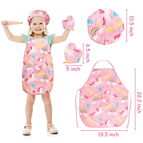 3 otters 29PCS Kids Chef Set, Kids Cooking and Baking Set Includes Kids Apron, Chef Hat, Cooking Supplies, Kitchen Utensils Chef Costume Career Role Play for Girl
