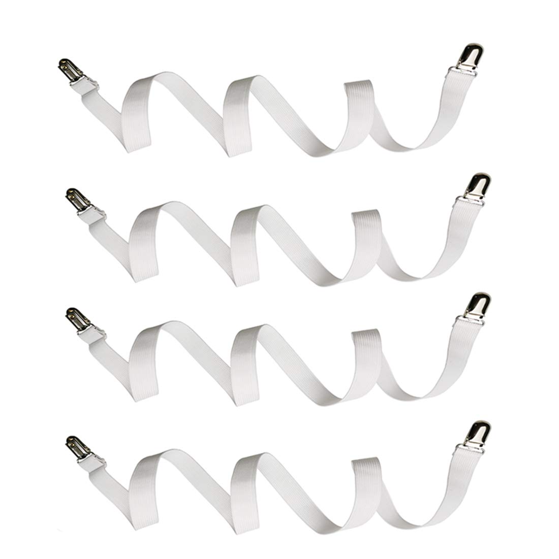 Auivguiv Bed Sheet Clips Sheet Straps Adjustable Long fitted Sheet Suspenders,Hold Bed Sheet In Place Firmly,Fit for Single,King,Queen Mattress (White)