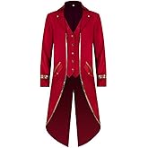 Men's Vintage Gothic Medieval Steampunk Long Tailcoat Jacket Victorian Frock Button Down Swallow Coat Uniform Costume