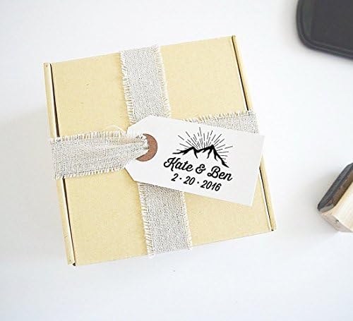 Once Upon Press Mountain Wedding Save the Date Stamp for Cabin Lodge Theme Weddings, with Personalized Names and Date