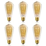 Homesita ST64 110V Vintage Antique Edison Style Incandescent Clear Glass Light Lamp Bulb Dimmable(6 pack)