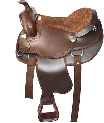 Gcsey Haute Qualite Cheval Selle Western Set Selle En Cuir De Vache En Nylon Selle Western En Pied Convient Pour Cheval De Plus De 1 5 Metres Brown Amazon Fr Sports Et Loisirs