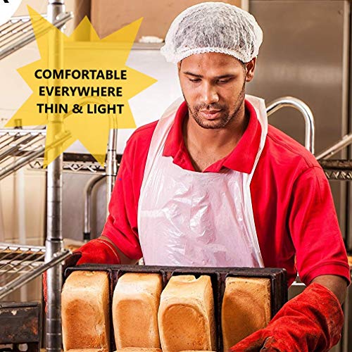 Disposable Poly Aprons 100 pack 28 X 46 inches Large White Protective Apron for Commercial or Household Use - Throw Away for Hair Salon Spa or Art Studio