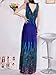VSVO Women's Peacock Maxi Long Beach V Neck Dresses (Adult, Blue)
