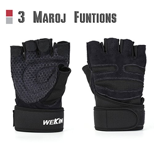 Professional Weightlifting Powerlifting Gloves with THICK WRISTER Gives GOOD Protection for Wrist, NO Calluses in Fitness, and Anti-Slip in Exercise - Thumbnail 7