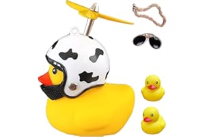 ACEDOAMARE Duck Bike Bell, Cute Rubber Yellow Duck Bicycle Accessories with LED Light Propeller Helmet Squeeze Horns for Cycling Motorcycle Handlebar Bicycle